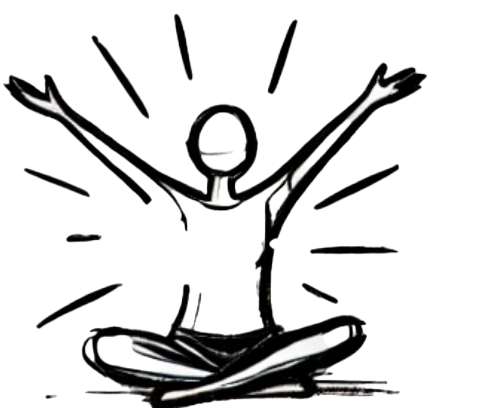 Person meditating with arms raised